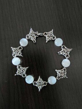 Vintage silver and selenite stars bracelet